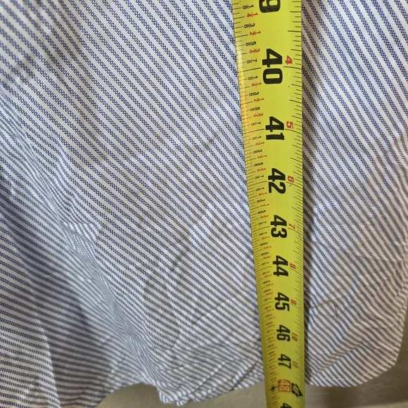 Zara Womens Blue White Striped Sz Small Buttom Collar Belted Shirt Dress - Picture 14 of 16
